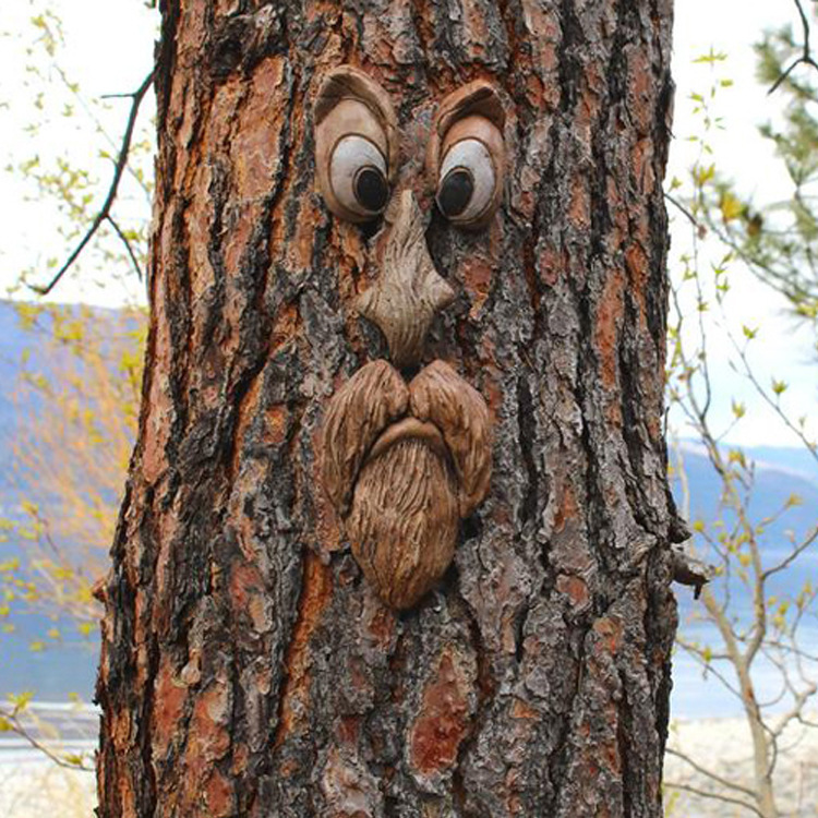 나무 얼굴 표정 장식 나무사람